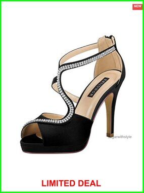 ERIJUNOR High Heel Sandals Peep Toe S-Strap Prom Wedding Evening Shoes